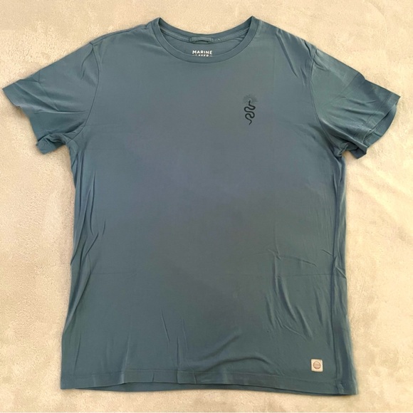Marine Layer Signature Crew Graphic Snake Tee Shirt Short Sleeve Blue Mens Sz S - Picture 1 of 9